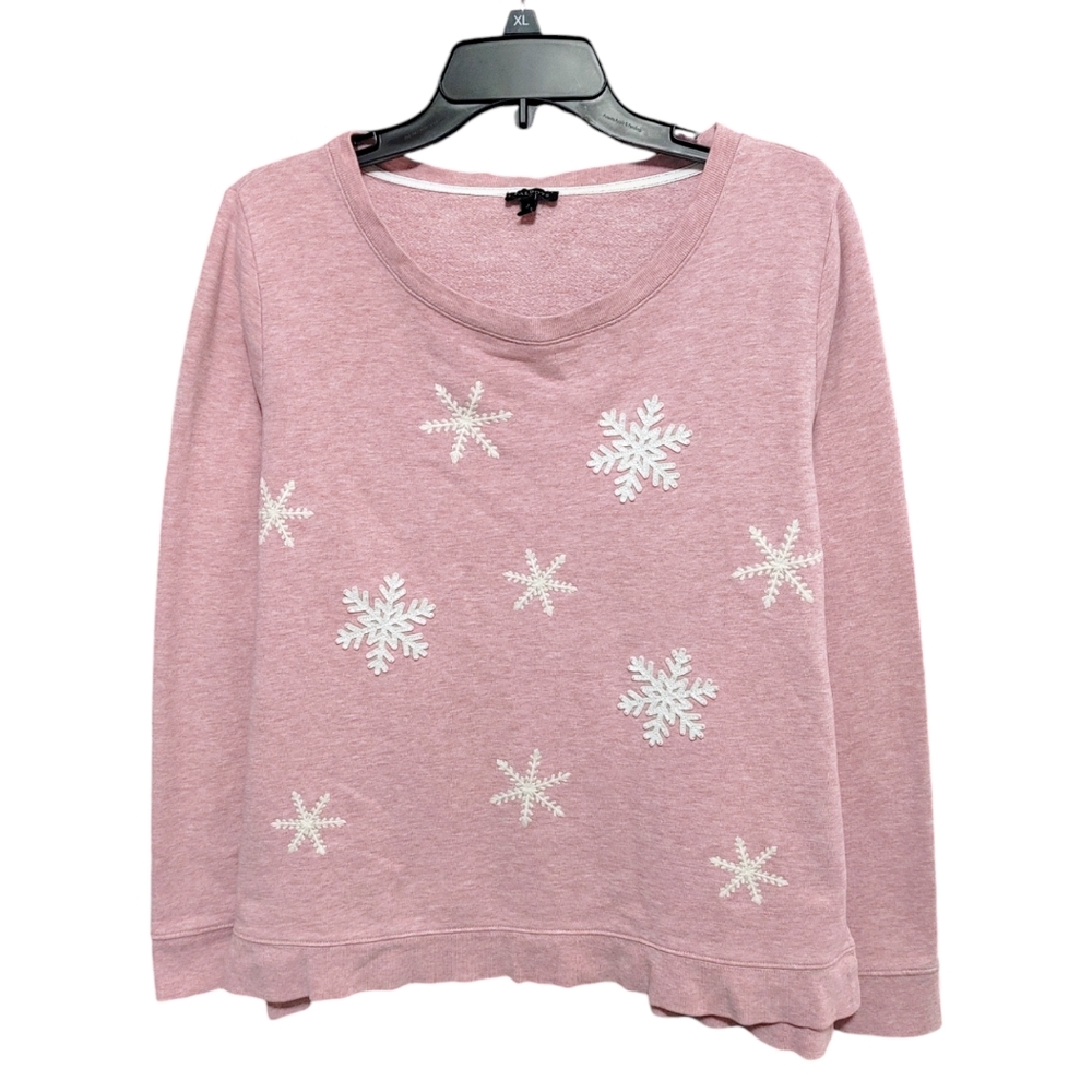 Talbot's Blush Pink Snowflake Long Sleeve Sweatshirt Women's Size Large L